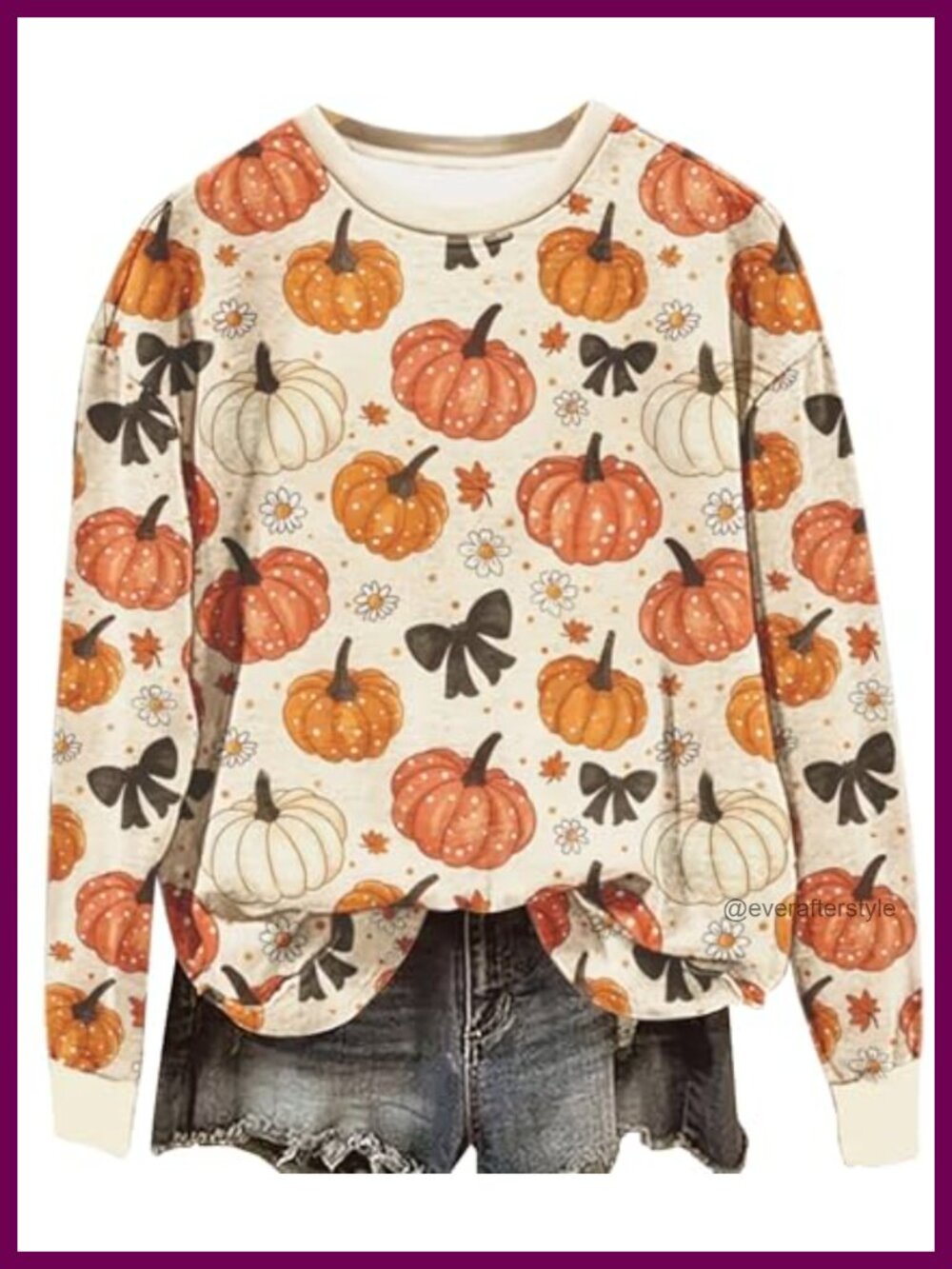 Women Crewneck Graphic Pullover Sweatshirt Cotton Blend